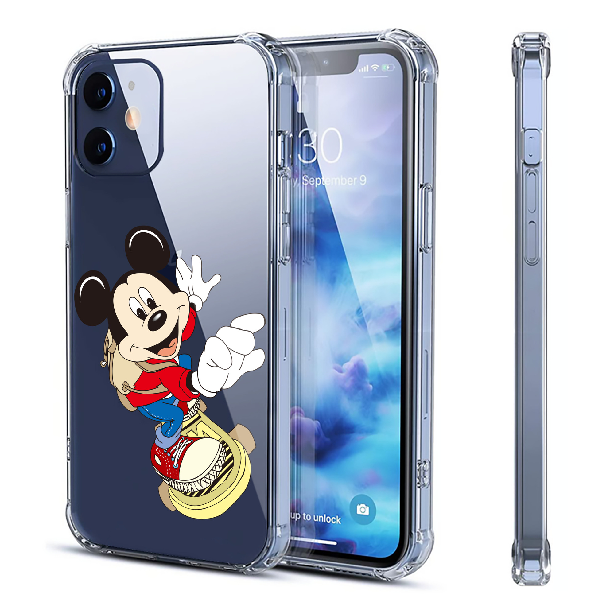 ミッキーマウス Mickey Mouse 【iPhone 12シリーズ対応】透明スマホケース（クリアソフトケース）